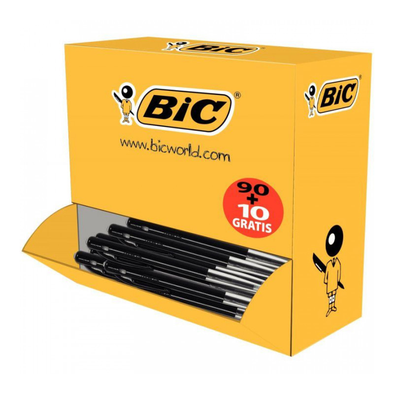 STYLOS NOIRS BILLE M10 PACK 90+10 GRATUITS RÉTRACTABLES POINTE MOYENNE