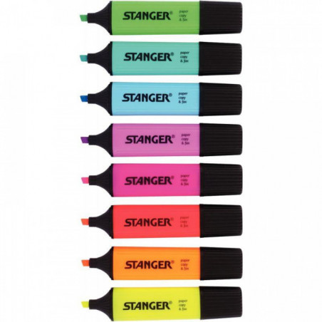 SURLIGNEURS  STANGER ASS.*PQT8*(JAUNE, ROSE, BLEU, VERT, ROUGE, ORANGE, LILAS,