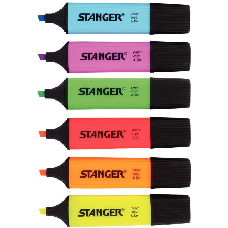 SURLIGNEUR STANGER  ASSORTI **PQT6**(JAUNE, ROSE, BLEU, VERT, ROSE, ORANGE)