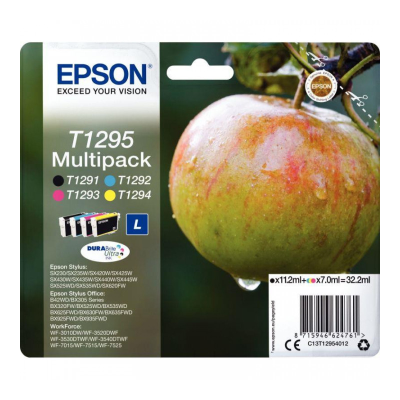 T1295 NCMJ 4CART. POMME EPSON 11,2 + 3 x 7 ml CART.J.ENC.