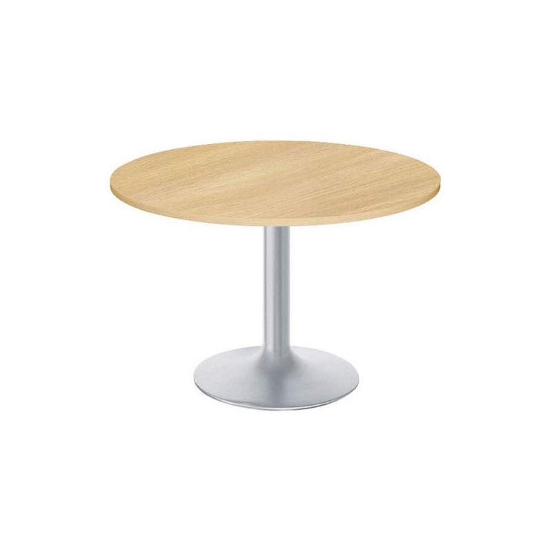 TABLE RONDE Ø120CM ÉPAISSEUR 25 PLATEAU CHÊNE CLAIR/PIÈTEMENT ALU