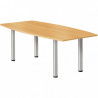 TABLE TONNEAU L200XP100CM 4 PIEDS PLATEAU BLANC/PIÉTEMENT ALU