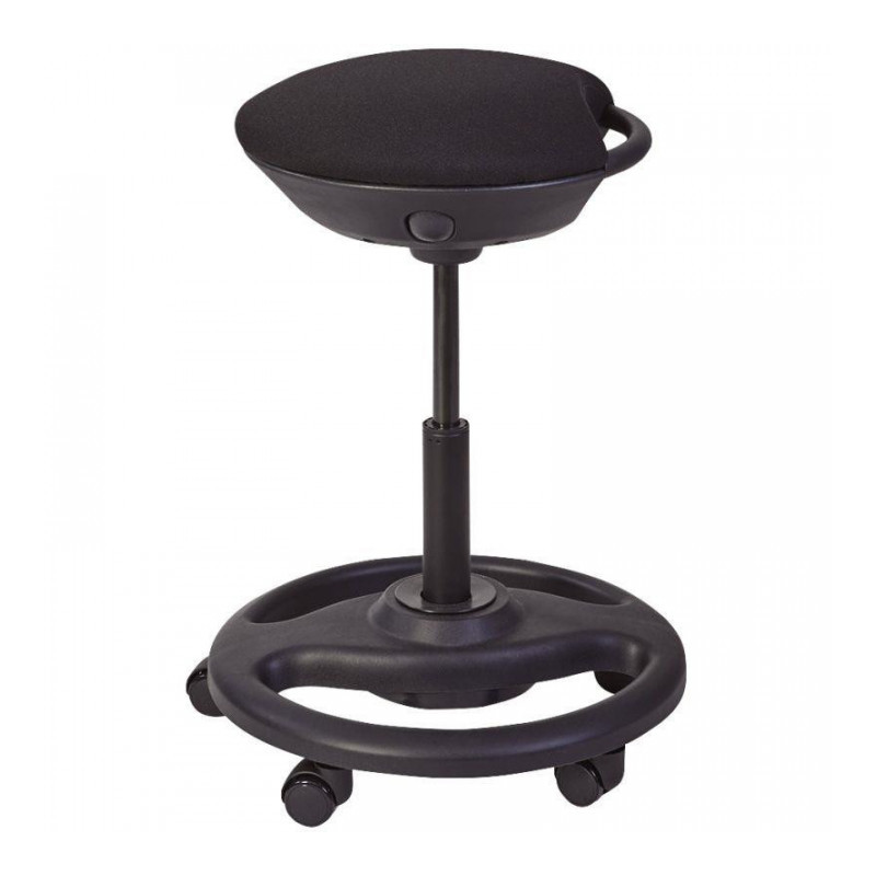 TABOURET ASSIS DEBOUT MOBILE NOIR ass.remb.réglage hauteur de  57.5 à 73.5 cm 4 roulettes verin gaz très stable GAR. 5 ANS 130KG