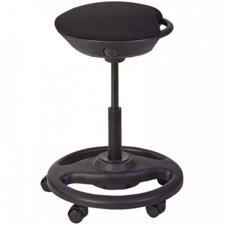 TABOURET ASSIS DEBOUT MOBILE NOIR ass.remb.réglage hauteur de  57.5 à 73.5 cm 4 roulettes verin gaz très stable GAR. 5 ANS 130KG