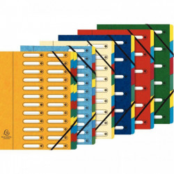 TRIEUR CARTE LUSTRÉE FENÊTRE DÉCOUPÉES 6 COMPARTIMENTS ÉLASTIQUES COLORIS ASSORT