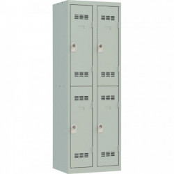 VESTIAIRE D'ATELIER 2 COLONNES 4 CASES INDUSTRIE PROPRE L60CM GRIS