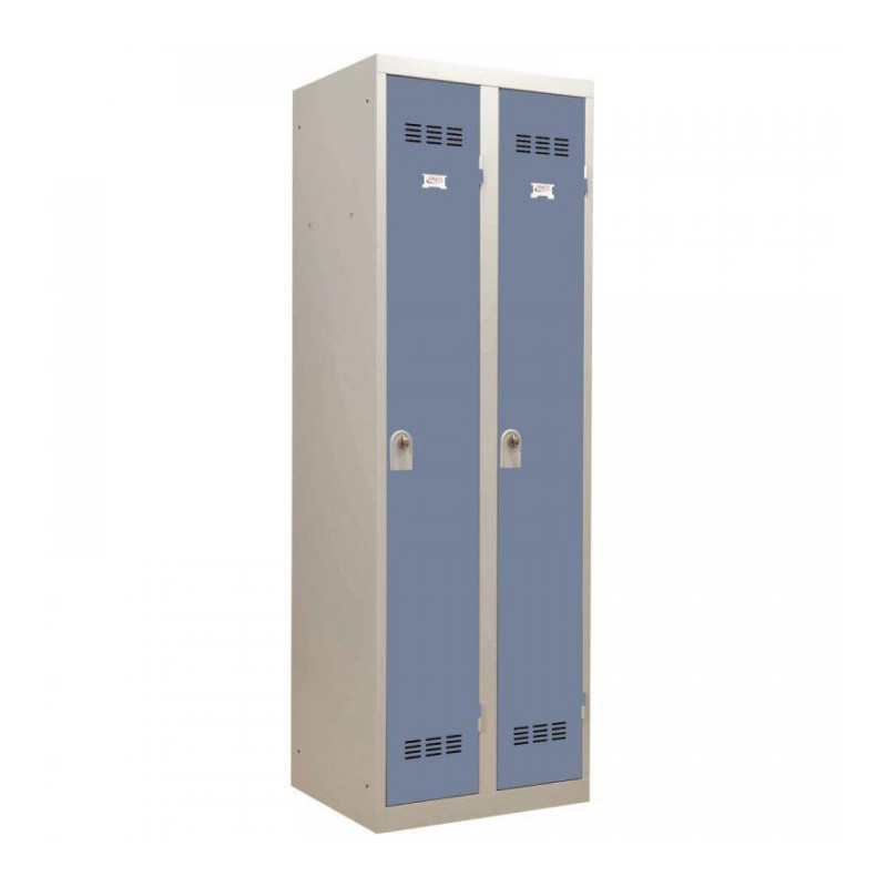 VESTIAIRE D'ATELIER 2 PORTES INDUSTRIE PROPRE L60CM PORTES BLEU/CORPS GRIS