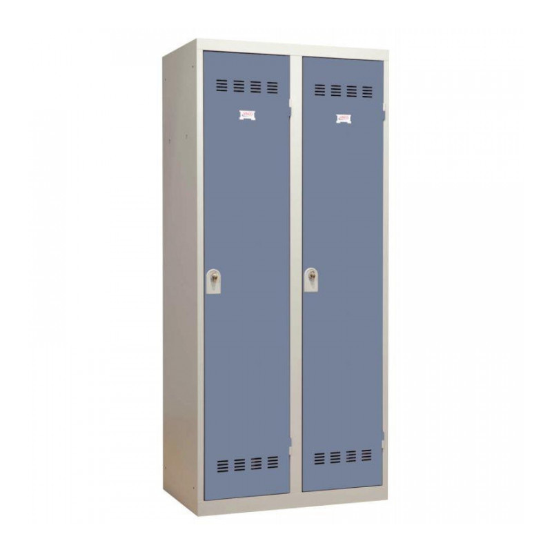 VESTIAIRE D'ATELIER 2 PORTES INDUSTRIE SALE L80CM PORTES BLEU/CORPS GRIS