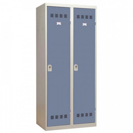 VESTIAIRE D'ATELIER 2 PORTES INDUSTRIE SALE L80CM PORTES BLEU/CORPS GRIS