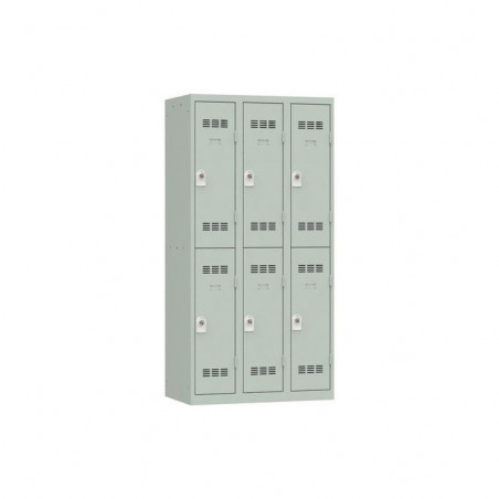 VESTIAIRE D'ATELIER 3 COLONNES 6 CASES INDUSTRIE PROPRE L90CM GRIS