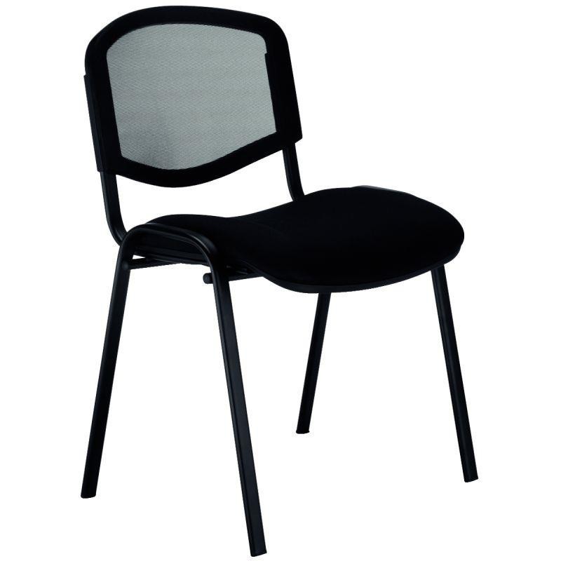 CHAISE D'ACCUEIL MESH ERGO NOIR ISO struct.interne ass.en multiplis hêtre 4 pieds époxy noir doss.résille non feu assise tissu l