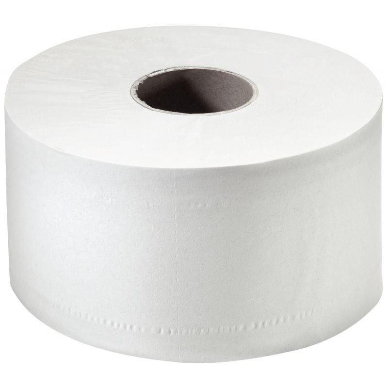 PAPIER TOILETTE LISSE MINI JUMBO *PQT12RLX*170M 2 PLIS OUATE BLANCHE FAB FRANCE NORMANDIE