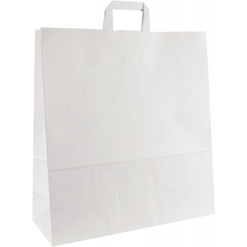 CARTON DE 100 SACS KRAFT BLANC POIGNÉE PLATES 45+17X48CM 100G/M²