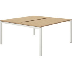 PLAN DE TRAVAIL BENCH ELEMENT DÉPART ÉCHANCRÉE PIEDS MÉTAL DROIT L160CMX160 CONNEXION FAB FR PLATEAU CHÊNE STRUCTURÉ/PIÈT.BLANC 