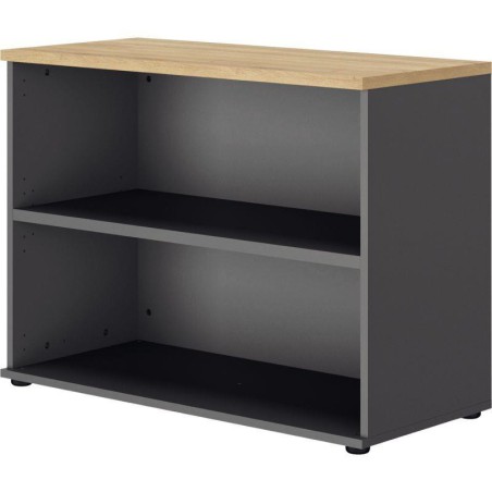 RANGEMENT BAS L80CM H 74CM 2 NICHES CONNEXION  FAB FR CHÊNE DU BOCAGE/ANTHRACITE GAR 5 ANS