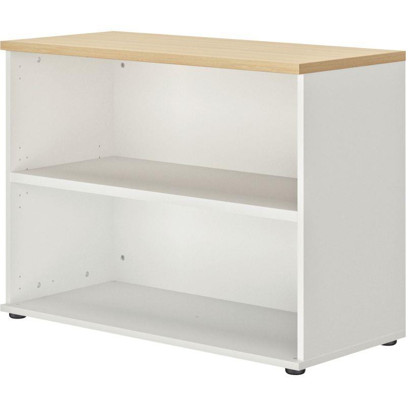 RANGEMENT BAS L80CM H74CM  2 NICHES CONNEXION FAB FR  CHÊNE STRUCTURÉ/BLANC GAR 5 ANS