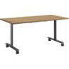 TABLE DE RÉUNION MOBILE RABATTABLE L140CM CONNEXION  FAB FR PLATEAU CHÊNE DU BOCAGE/PIÈTEMENT ANTHRACITE GAR 5 ANS