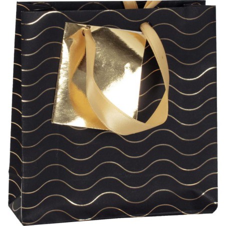 PAQUET DE 5 SACS CADEAUX 12X4,5X13,5CM NOIR/OR