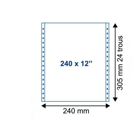 FEUILLES LISTING UNI AUTOCOPIANT 2 PLIS 56/57G 240MMx12" PQT DE 1250 BANDES DÉTA